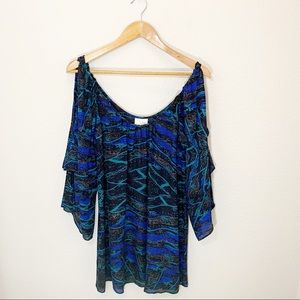 PARKER Cold Shoulder Silk Dress Tunic small